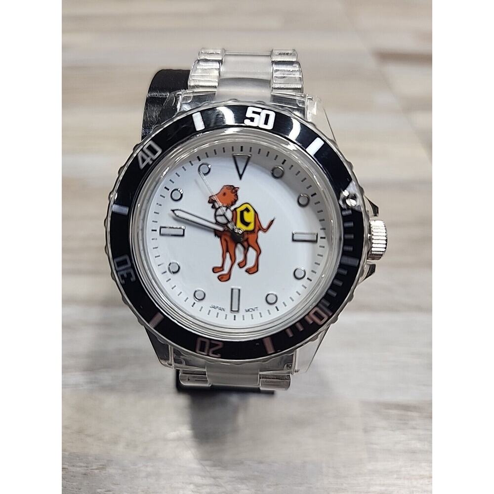 Campbell Camels College Watch Unisex White Dial Clear Band